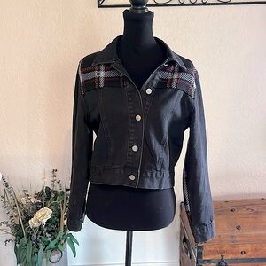 Calista Buffalo Plaid Black Denim Jacket | Size S
